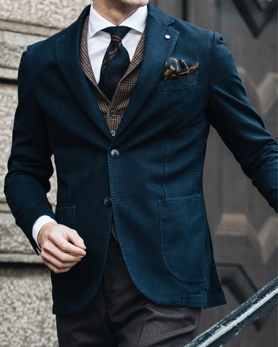 Herre | Dressjakker | L.B.M. 1911 | Jack Regular Cotton Herringbone Blazer Navy