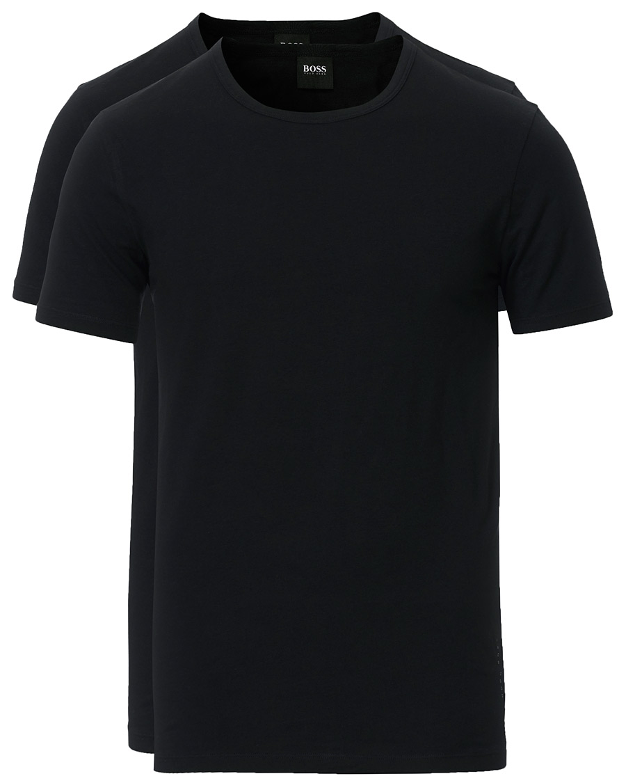 Herre | T-Shirts | BOSS BLACK | BOSS 2-Pack Crew Neck Slim Fit Tee Black
