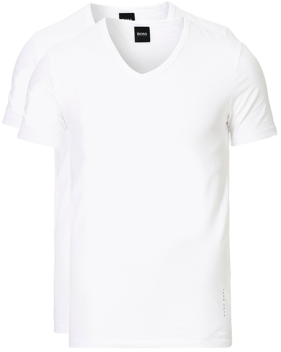 Herre | T-Shirts | BOSS BLACK | BOSS 2-Pack V-Neck Slim Fit Tee White
