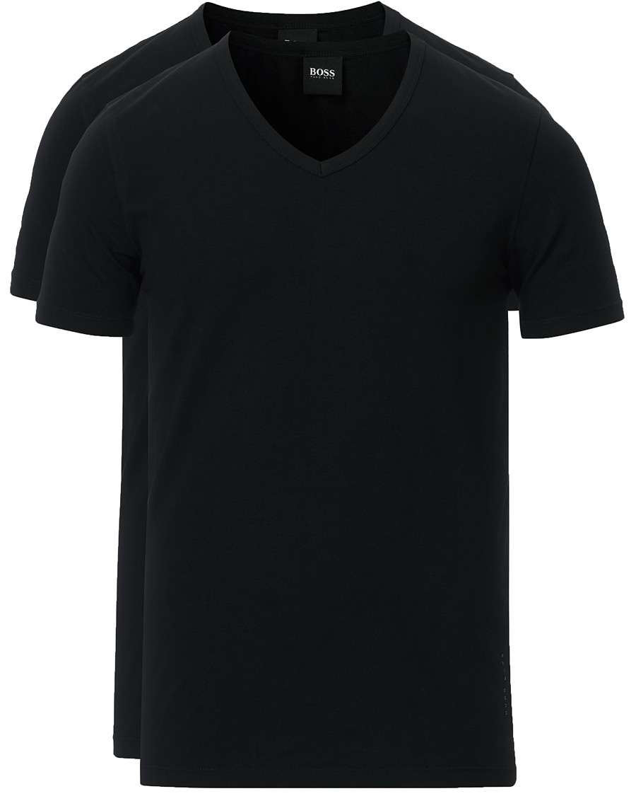 Herre | T-Shirts | BOSS BLACK | BOSS 2-Pack V-Neck Slim Fit Tee Black