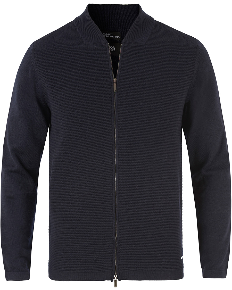 Herre | Gensere | BOSS BLACK | BOSS Inat Stuctured Front Zip Jacket Dark Navy