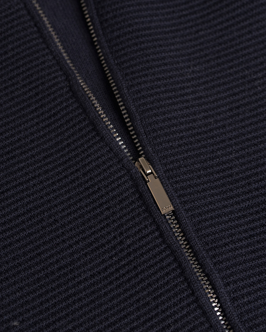 Herre | Gensere | BOSS BLACK | BOSS Inat Stuctured Front Zip Jacket Dark Navy