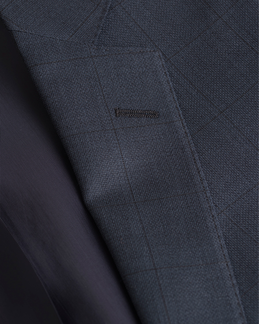 Herre | Dresser | BOSS BLACK | BOSS Reyno/Wave Windowpane Super 120 Wool Suit Dark Blue