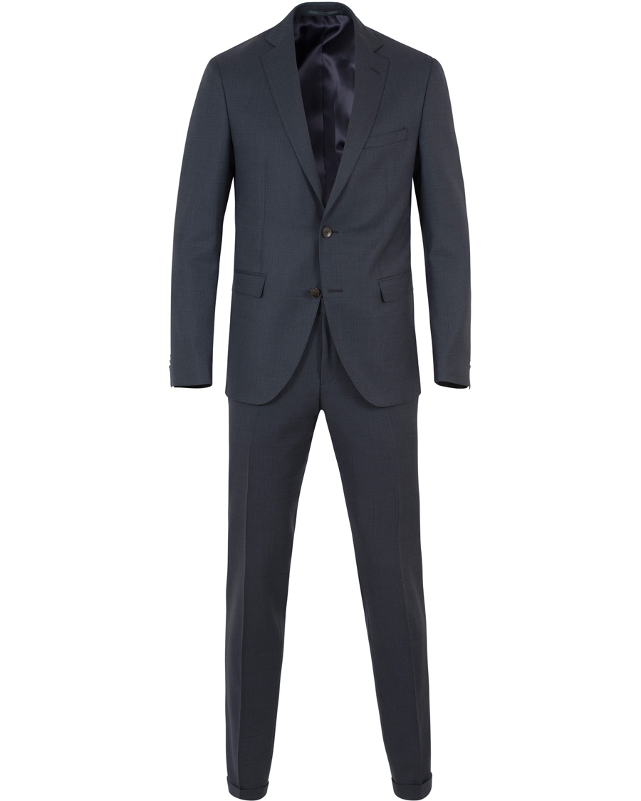 Herre | Dresser | BOSS BLACK | BOSS Reyno/Wave Windowpane Super 120 Wool Suit Dark Blue
