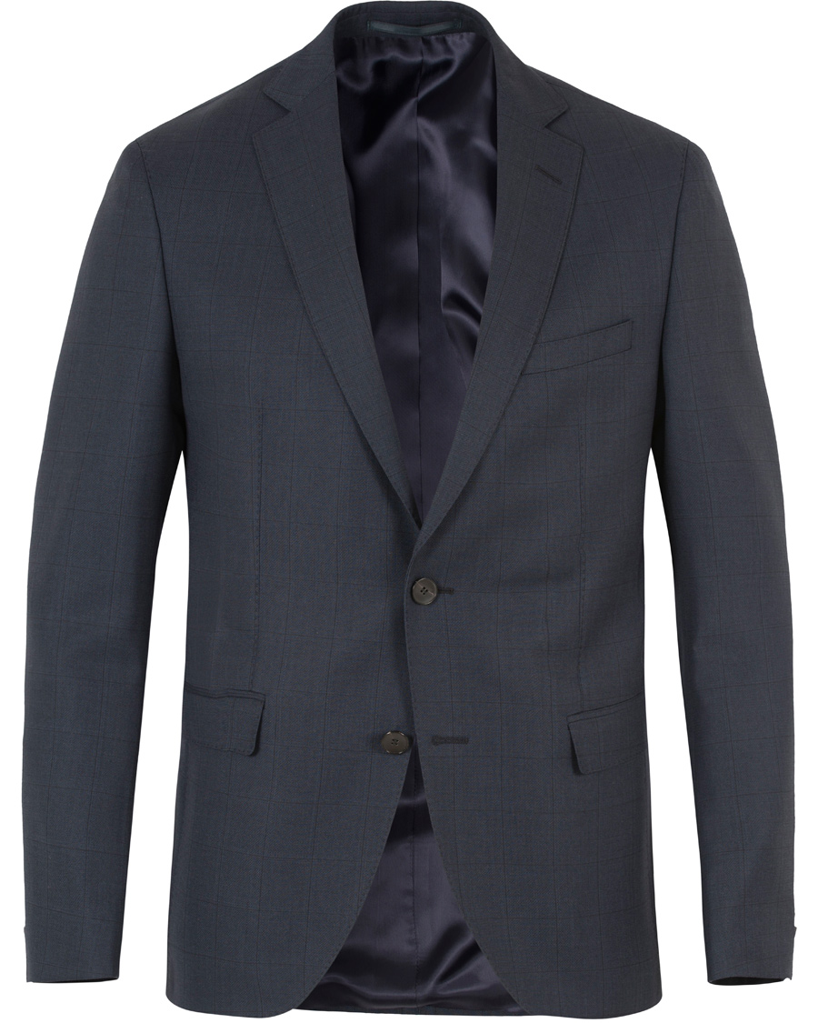 Herre | Dresser | BOSS BLACK | BOSS Reyno/Wave Windowpane Super 120 Wool Suit Dark Blue