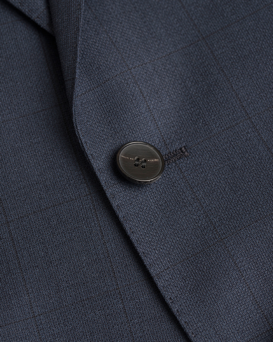 Herre | Dresser | BOSS BLACK | BOSS Reyno/Wave Windowpane Super 120 Wool Suit Dark Blue