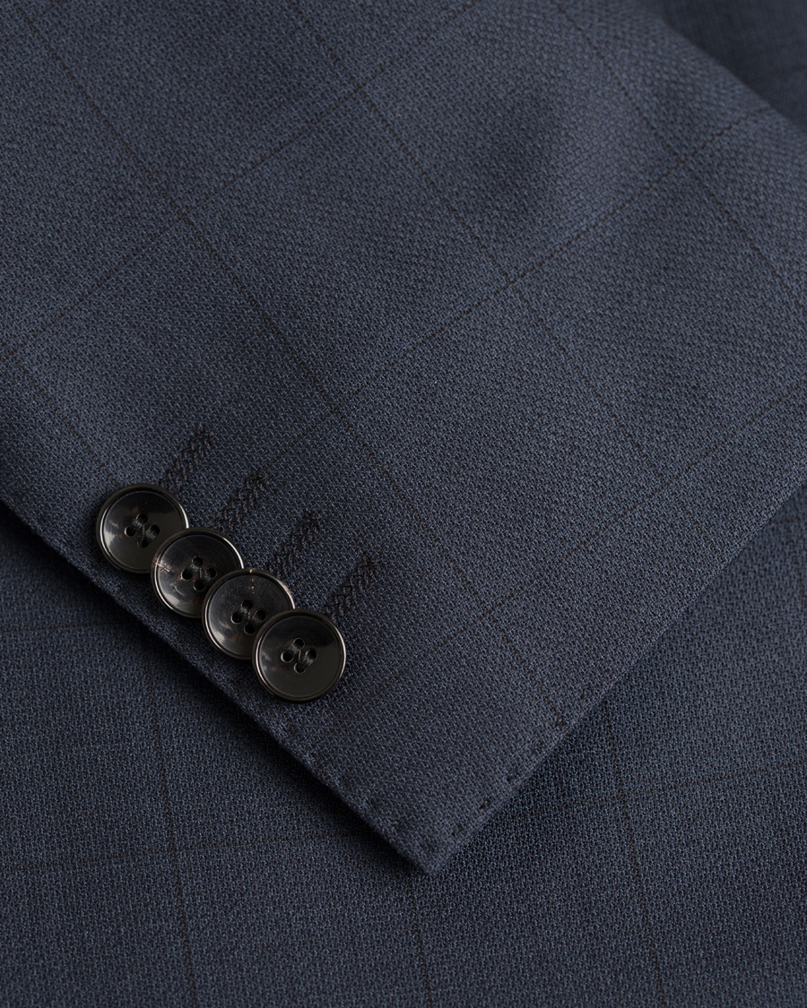 Herre | Dresser | BOSS BLACK | BOSS Reyno/Wave Windowpane Super 120 Wool Suit Dark Blue