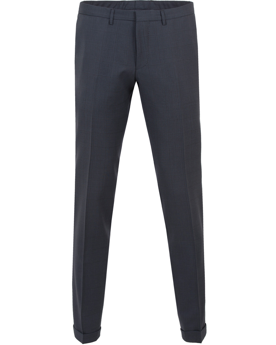 Herre | Dresser | BOSS BLACK | BOSS Reyno/Wave Windowpane Super 120 Wool Suit Dark Blue