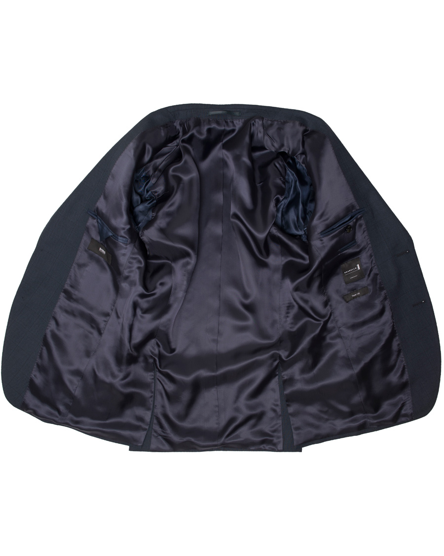 Herre | Dresser | BOSS BLACK | BOSS Reyno/Wave Windowpane Super 120 Wool Suit Dark Blue