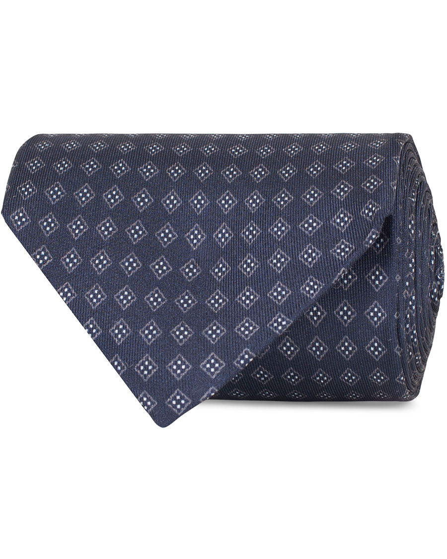 Herre | Oscar Jacobson Medallion Silk 8,5 cm Tie Blue | Oscar Jacobson | Medallion Silk 8,5 cm Tie Blue