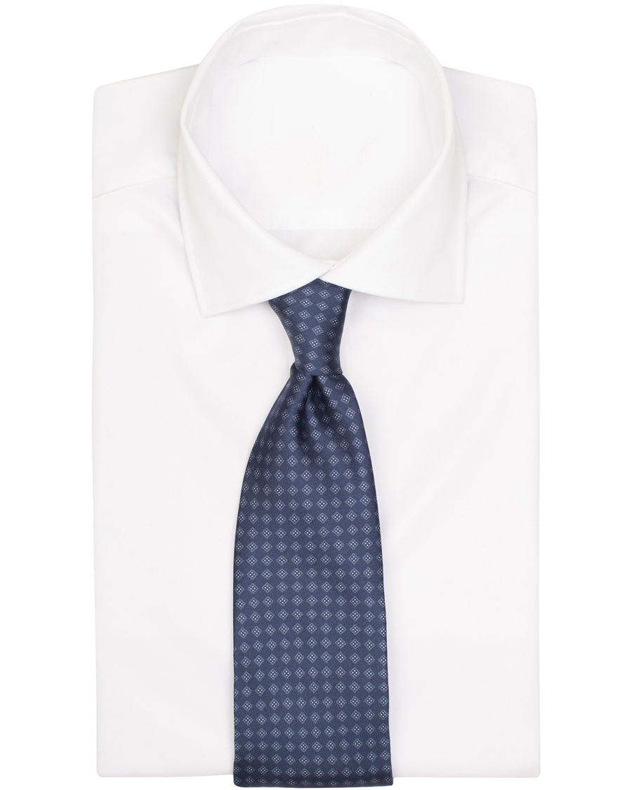 Herre | Oscar Jacobson Medallion Silk 8,5 cm Tie Blue | Oscar Jacobson | Medallion Silk 8,5 cm Tie Blue