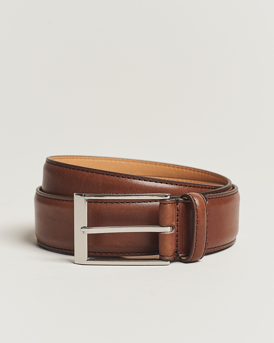 Herre |  | Tiger of Sweden | Helmi Leather 3,5 cm Belt Brown