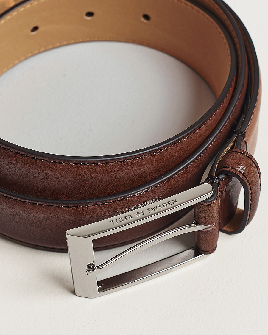 Herr |  | Tiger of Sweden | Helmi Leather 3,5 cm Belt Brown