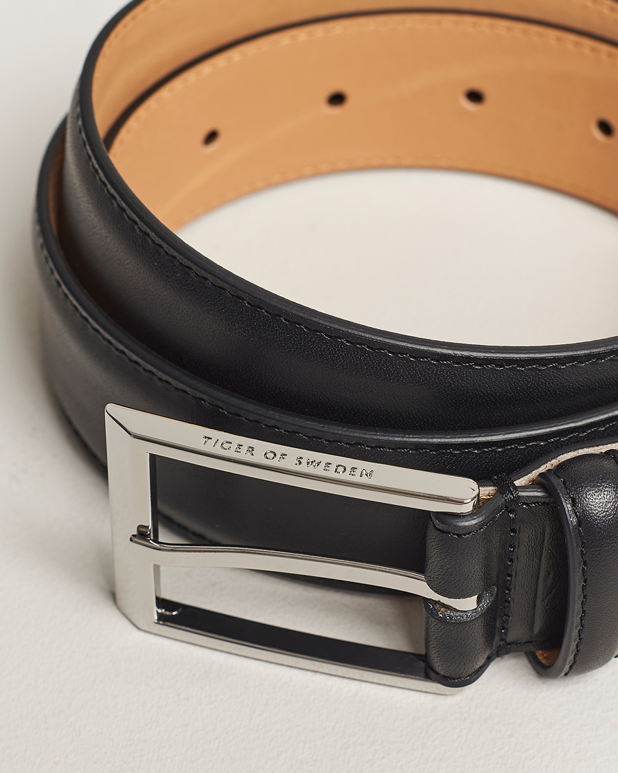 Herre | Business & Beyond | Tiger of Sweden | Helmi Leather 3,5 cm Belt Black