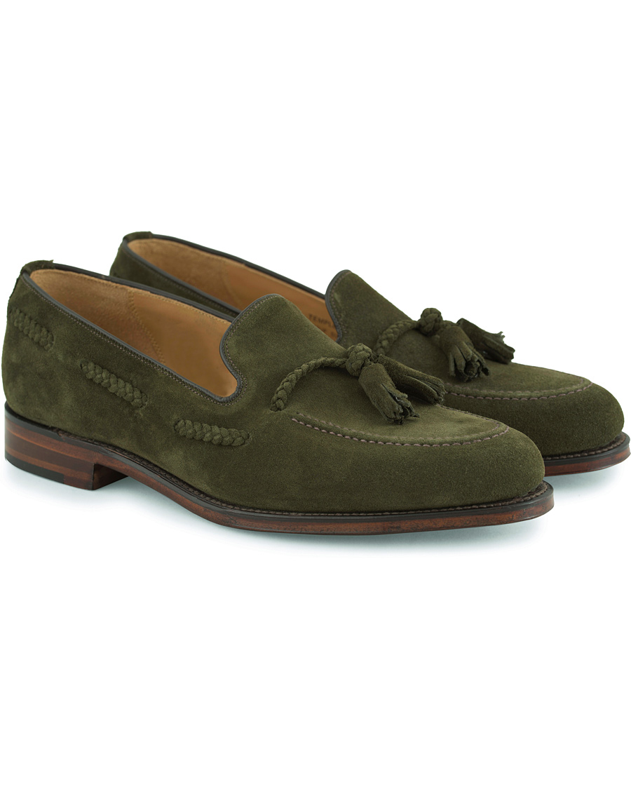 Herre | Loake 1880 MTO Temple Loafer Hunting Green Suede | Loake 1880 | MTO Temple Loafer Hunting Green Suede