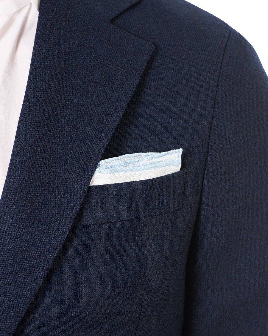 Herre | Eton Linen Hand Rolled Edge Pocket Square Blue | Eton | Linen Hand Rolled Edge Pocket Square Blue