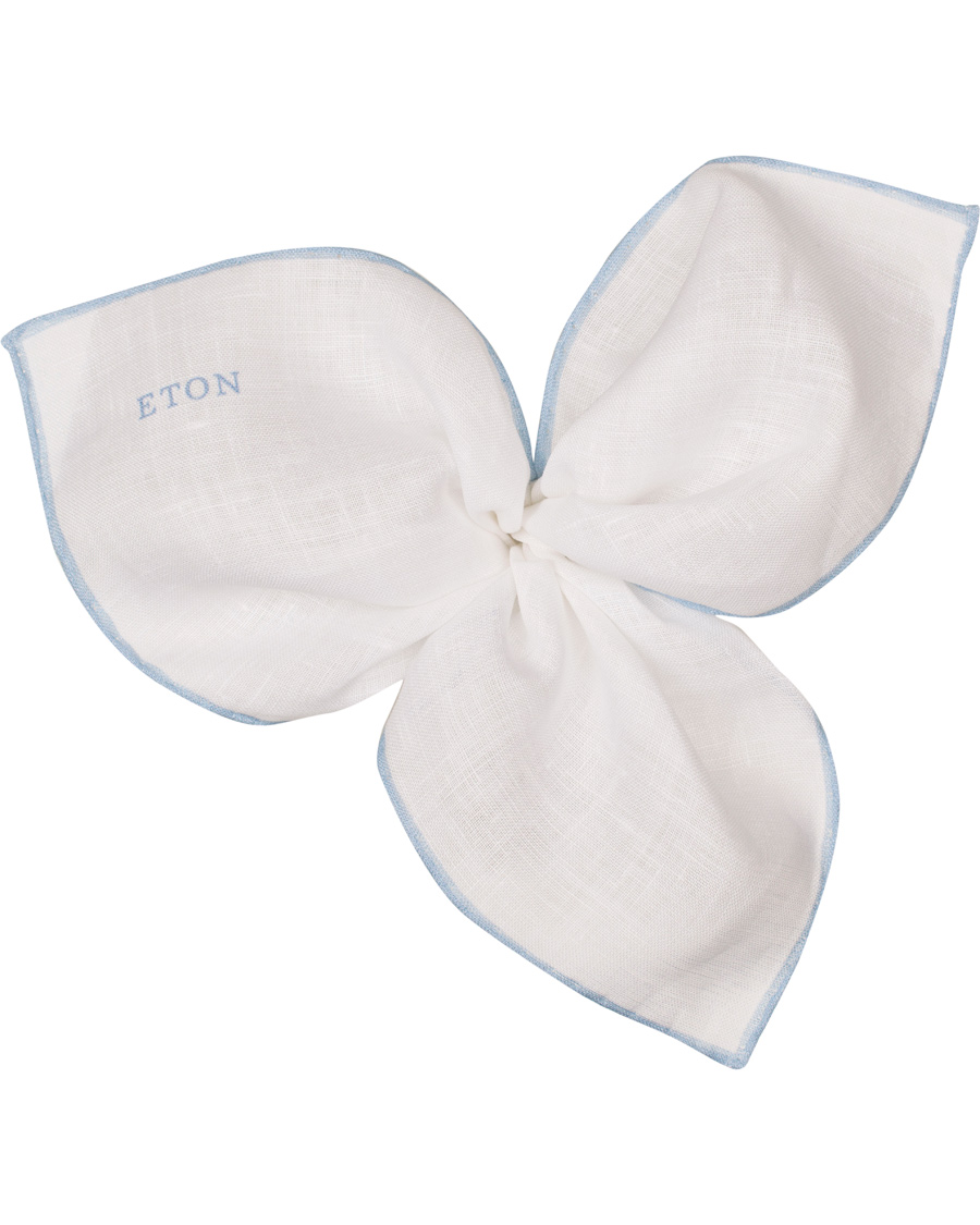 Herre | Eton Linen Hand Rolled Edge Pocket Square Blue | Eton | Linen Hand Rolled Edge Pocket Square Blue