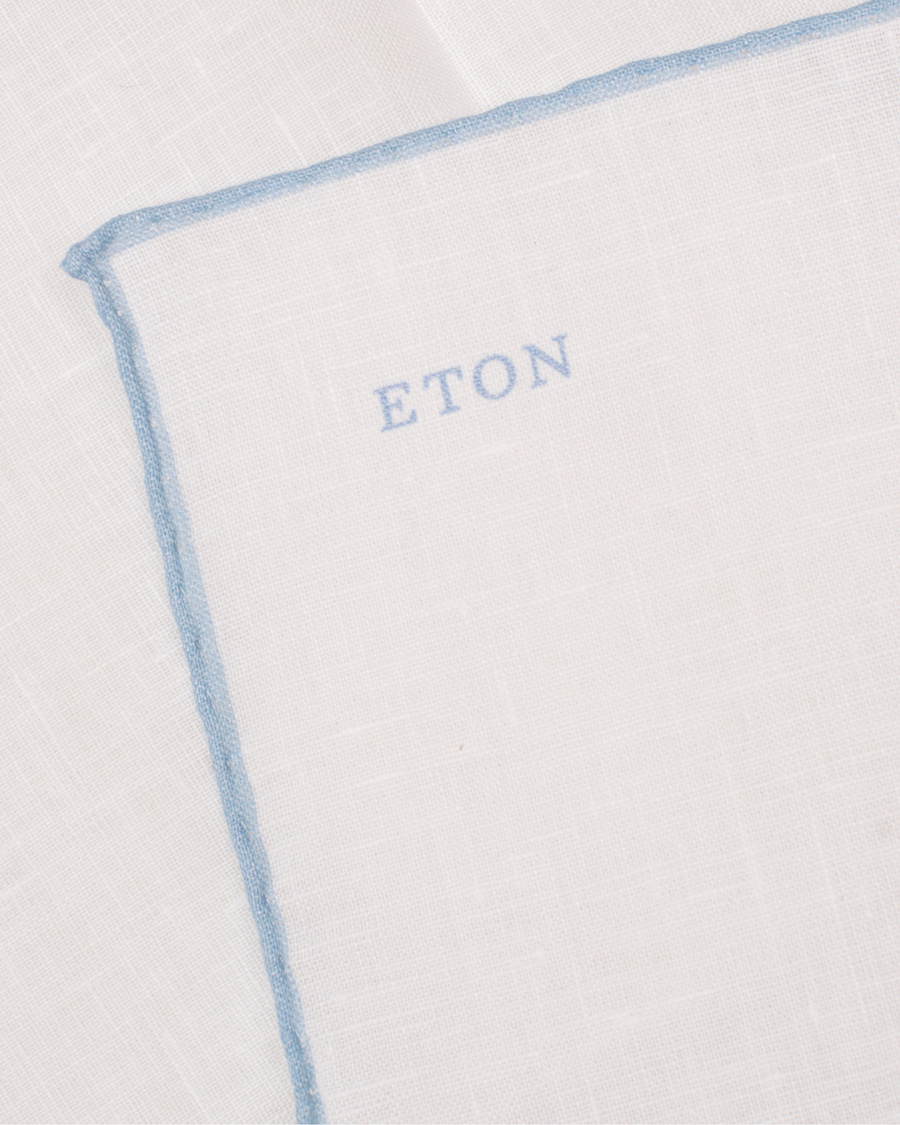 Herre | Eton Linen Hand Rolled Edge Pocket Square Blue | Eton | Linen Hand Rolled Edge Pocket Square Blue
