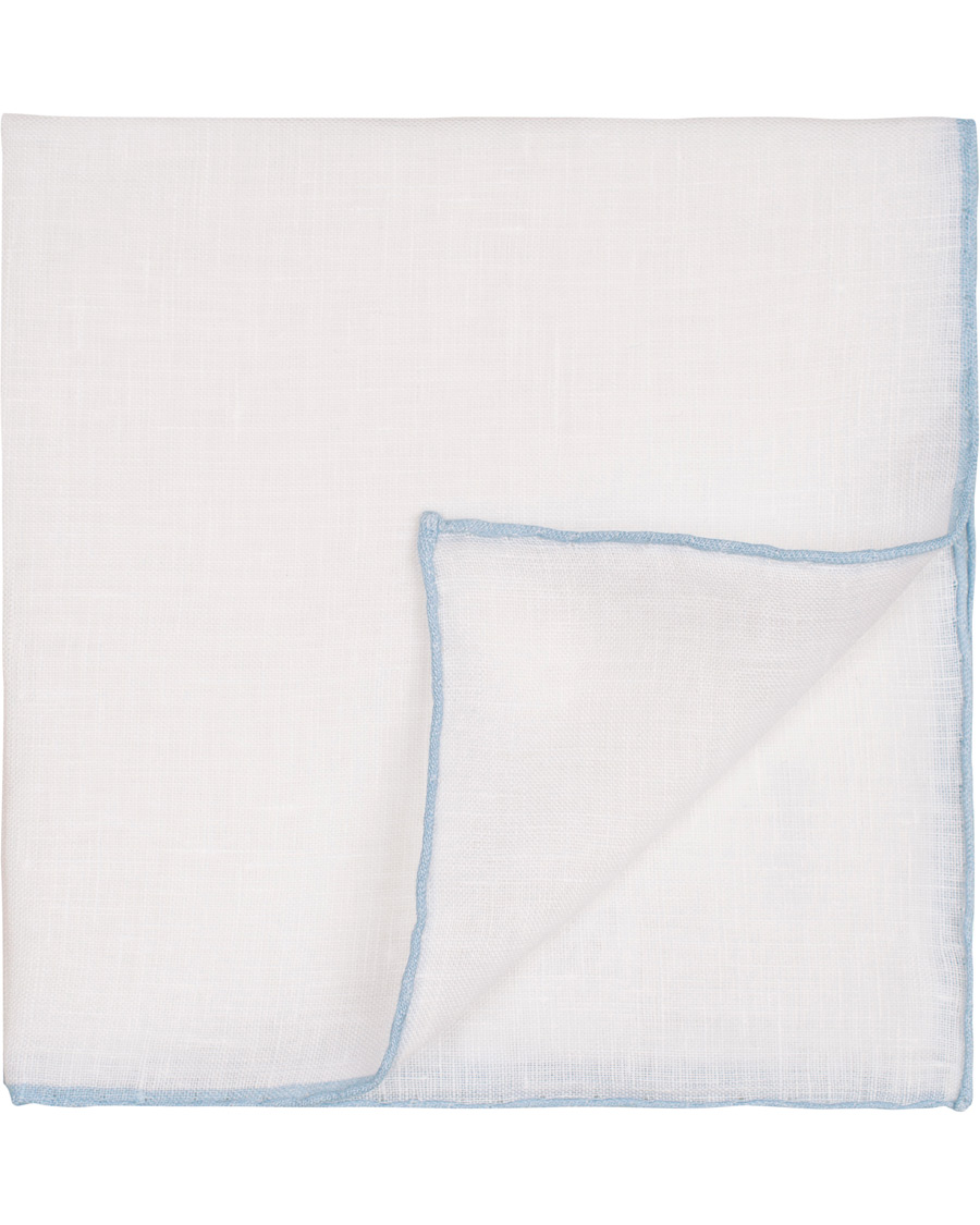 Herre | Eton Linen Hand Rolled Edge Pocket Square Blue | Eton | Linen Hand Rolled Edge Pocket Square Blue