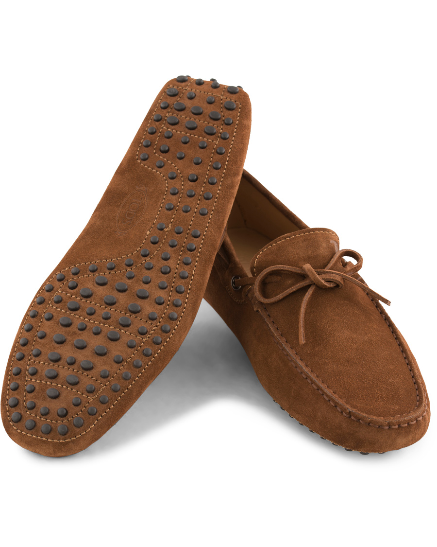 Herre | Tod's Laccetto Gommino Carshoe Light Brown Suede | Tod's | Laccetto Gommino Carshoe Light Brown Suede