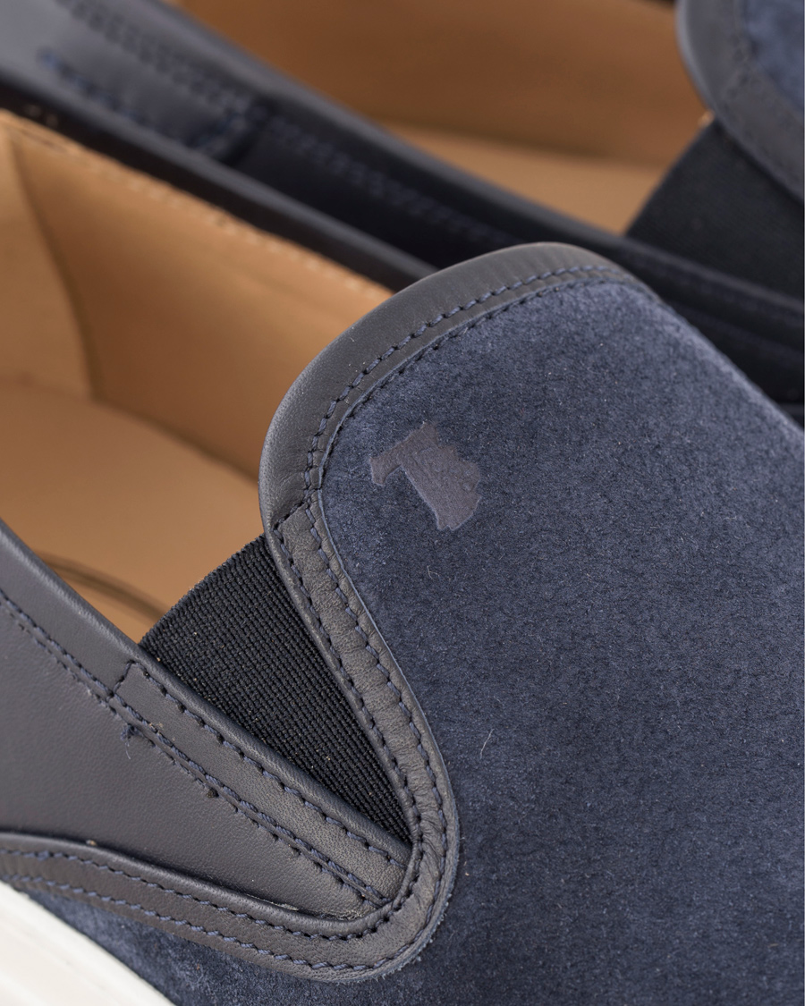 Herre | Tod's Pantofola Cassetta Sneaker Navy Suede | Tod's | Pantofola Cassetta Sneaker Navy Suede