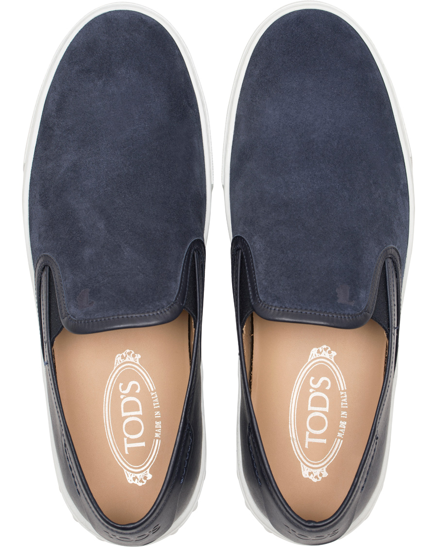 Herre | Tod's Pantofola Cassetta Sneaker Navy Suede | Tod's | Pantofola Cassetta Sneaker Navy Suede
