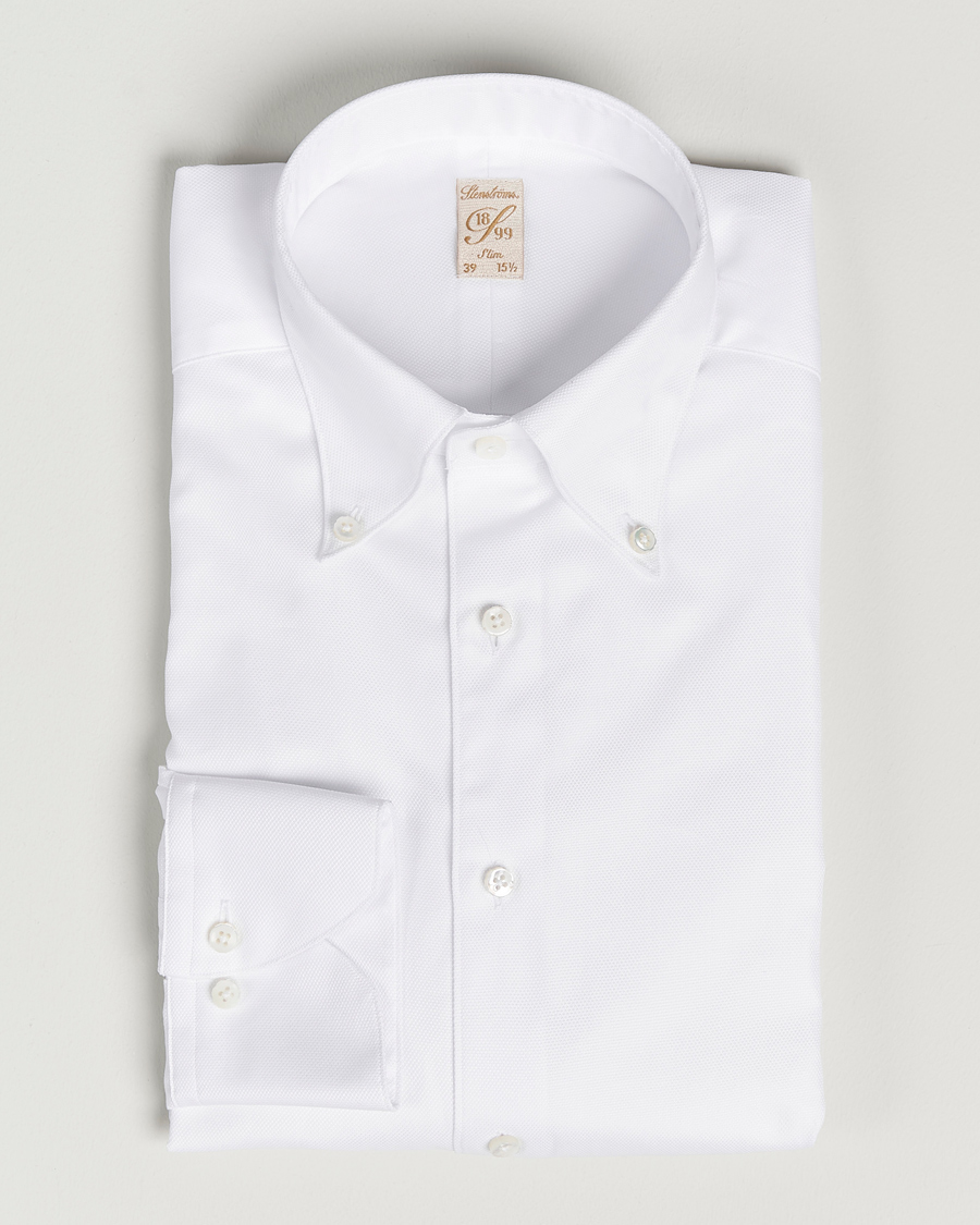 Herre | Skjorter | Stenströms | 1899 Slimline Supima Cotton Structure Shirt White