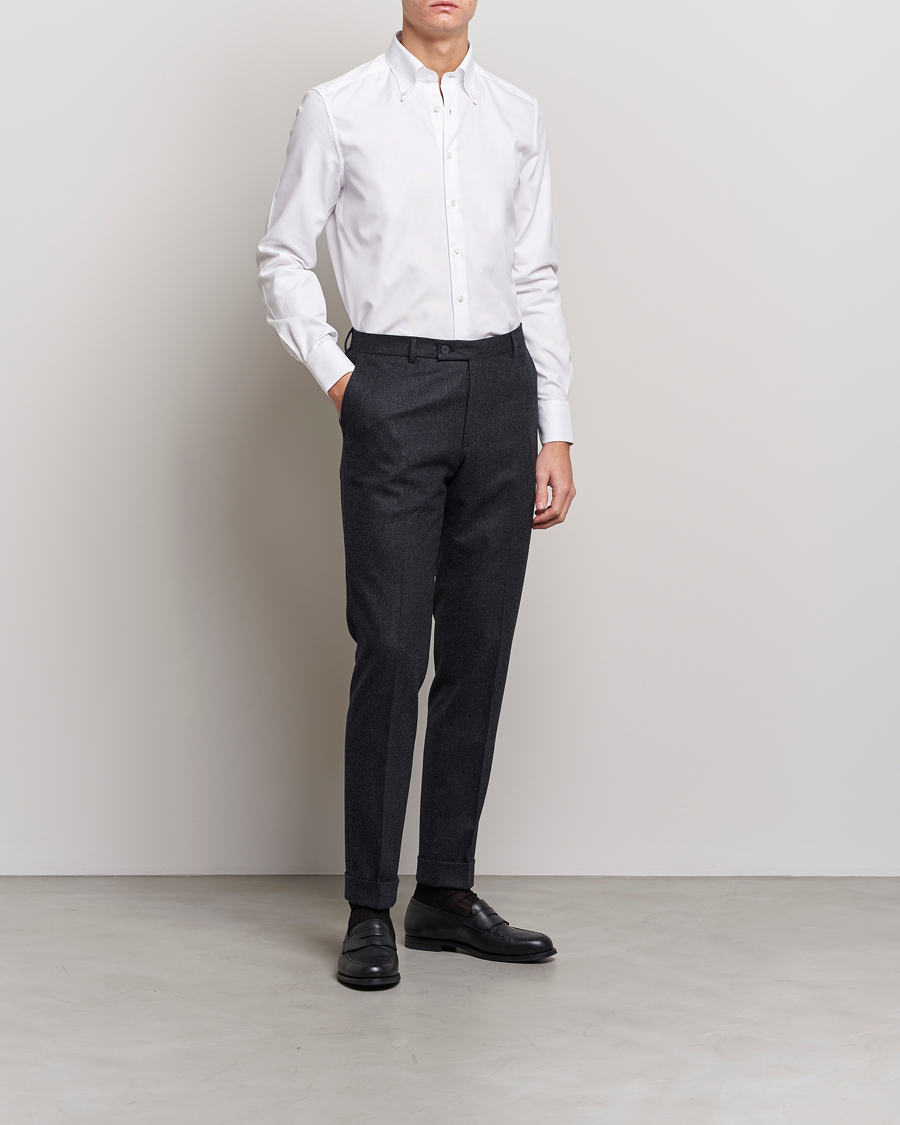 Men |  | Stenströms | 1899 Slimline Supima Cotton Structure Shirt White