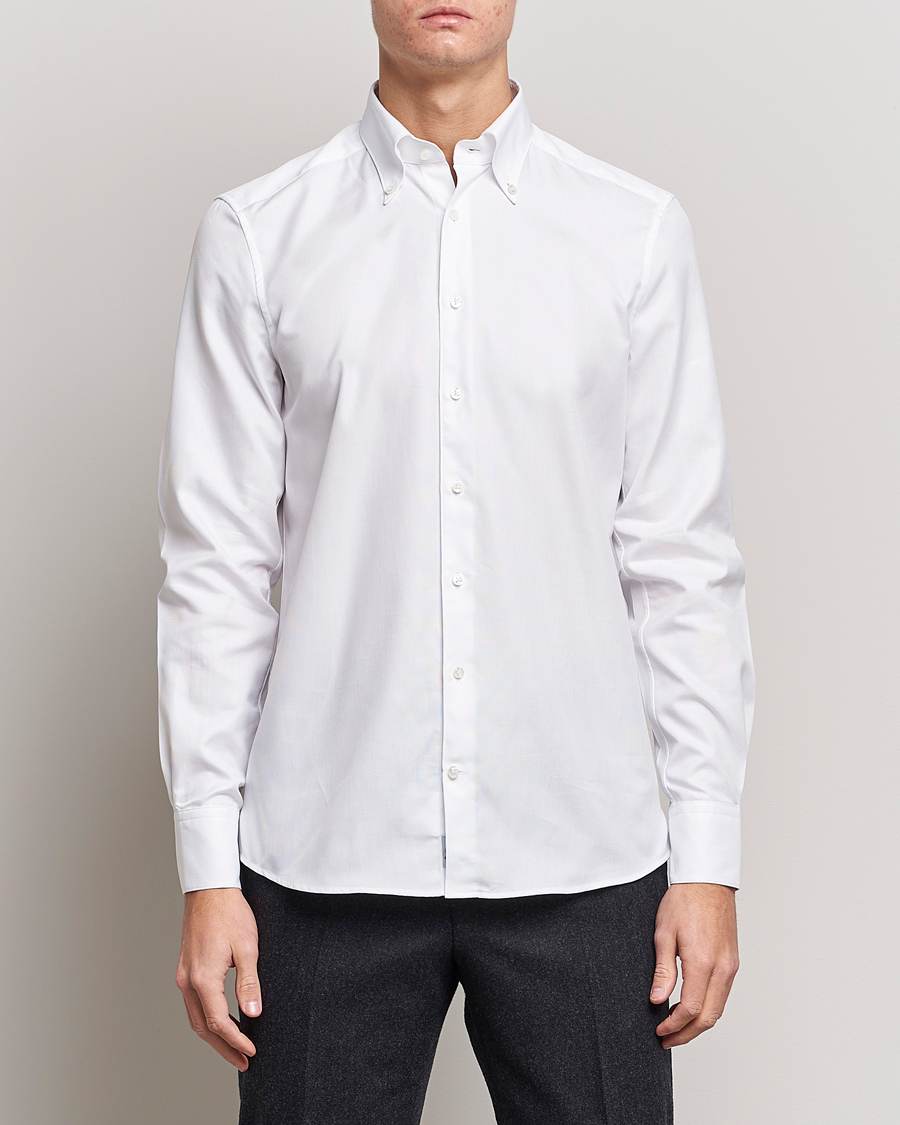 Herre | Businesskjorter | Stenströms | 1899 Slimline Supima Cotton Structure Shirt White