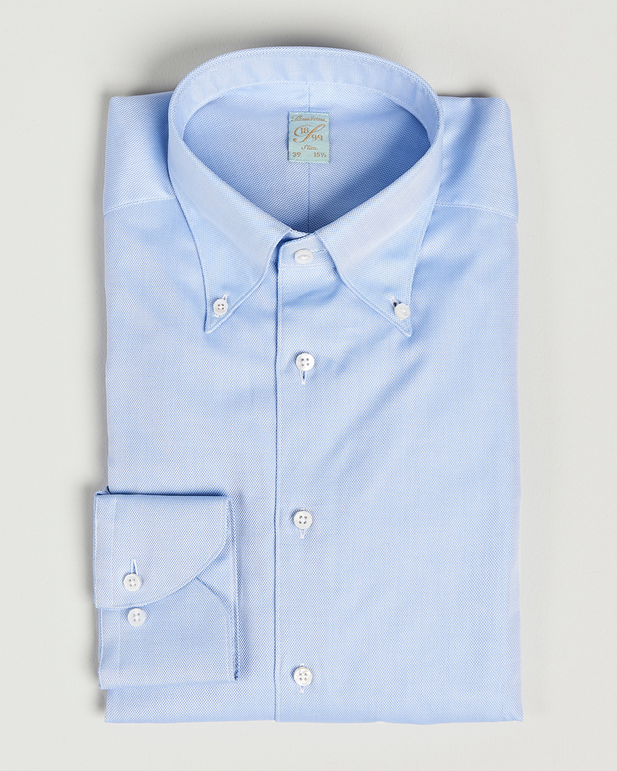 Herre |  | Stenströms | 1899 Slimline Supima Cotton Structure Shirt Blue