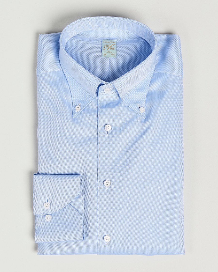 Herre | Skjorter | Stenströms | 1899 Slimline Supima Cotton Structure Shirt Blue