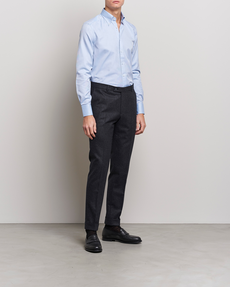 Herre | Formelle | Stenströms | 1899 Slimline Supima Cotton Structure Shirt Blue