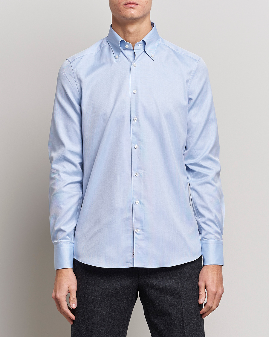 Herre | Skjorter | Stenströms | 1899 Slimline Supima Cotton Structure Shirt Blue