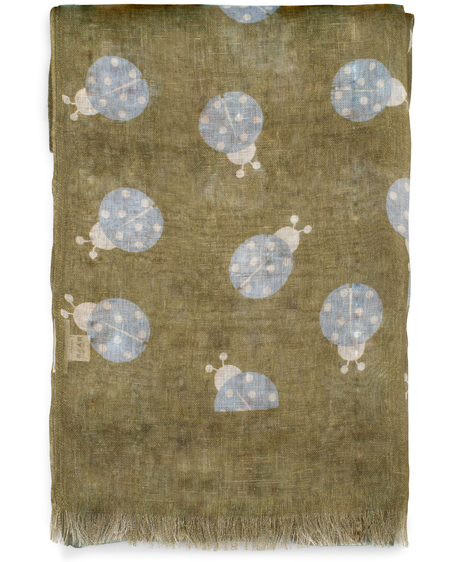 Herre | Stenströms Printed Ladybug Linen Scarves Green | Stenströms | Printed Ladybug Linen Scarves Green
