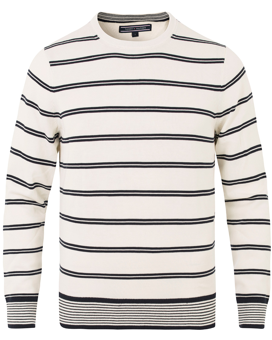 Herre | Gensere | Tommy Hilfiger | Hendrics Stripe Knitted Crew Neck Snow White