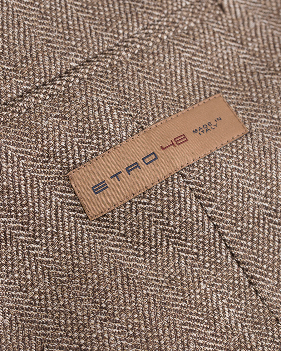 Herre | Dressjakker | Etro | Herringbone Linen Blazer Brown