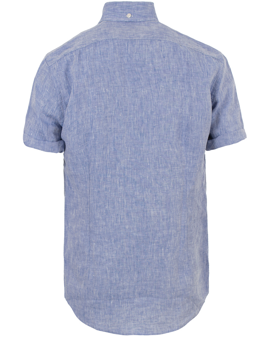 Herre | Skjorter | Eton | Slim Fit Linen Short Sleeve Shirt Light Blue