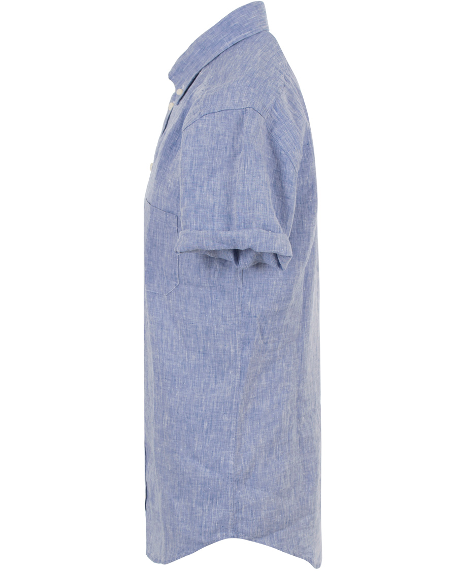 Herre | Skjorter | Eton | Slim Fit Linen Short Sleeve Shirt Light Blue