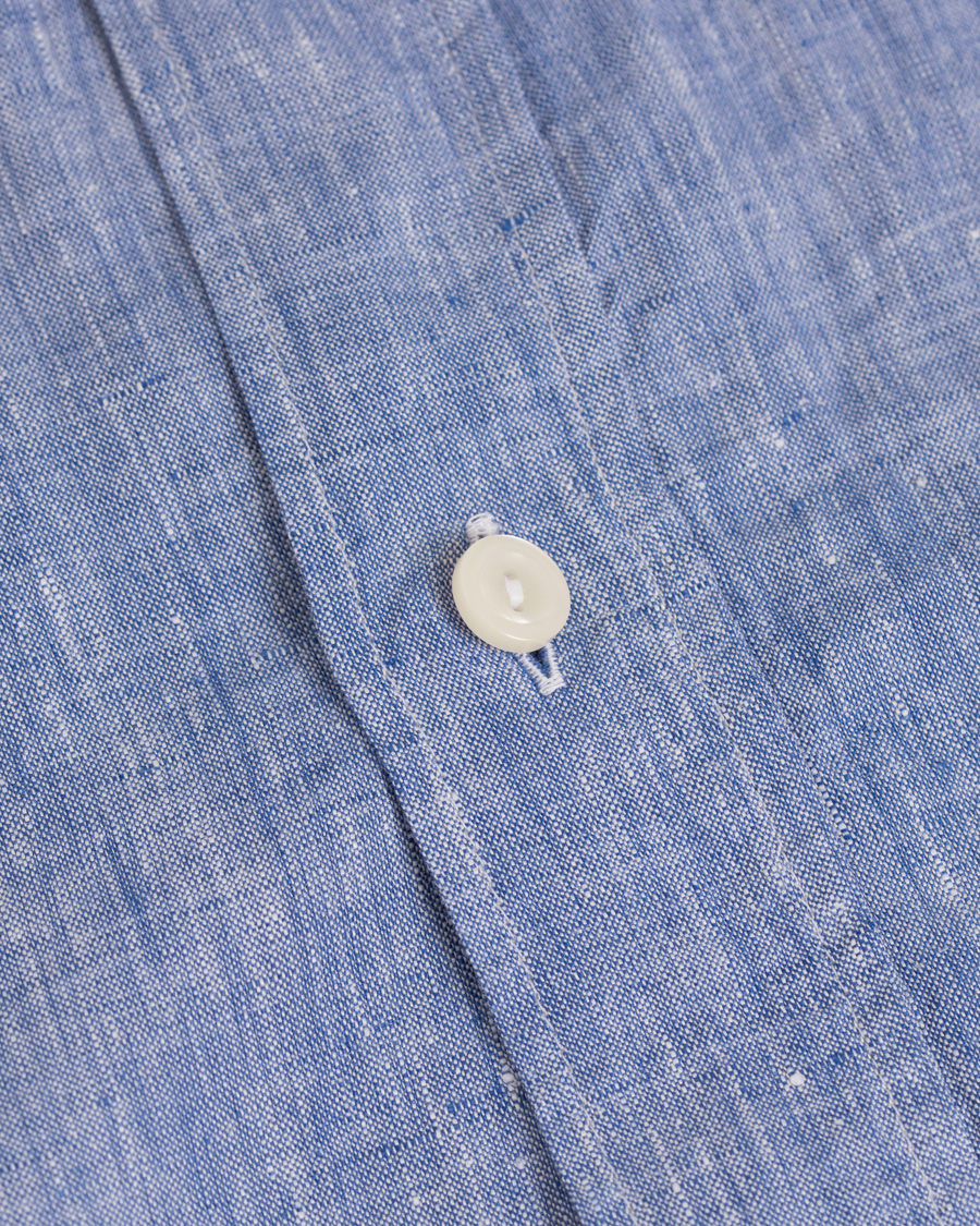 Herre | Skjorter | Eton | Slim Fit Linen Short Sleeve Shirt Light Blue