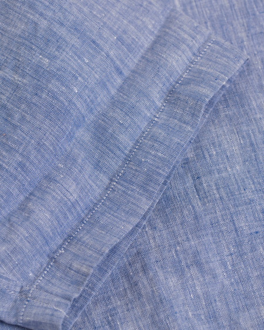 Herre | Skjorter | Eton | Slim Fit Linen Short Sleeve Shirt Light Blue