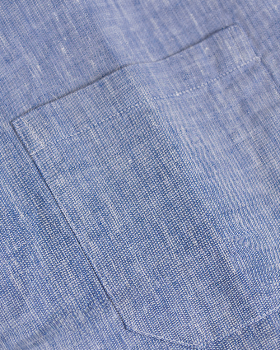 Herre | Skjorter | Eton | Slim Fit Linen Short Sleeve Shirt Light Blue