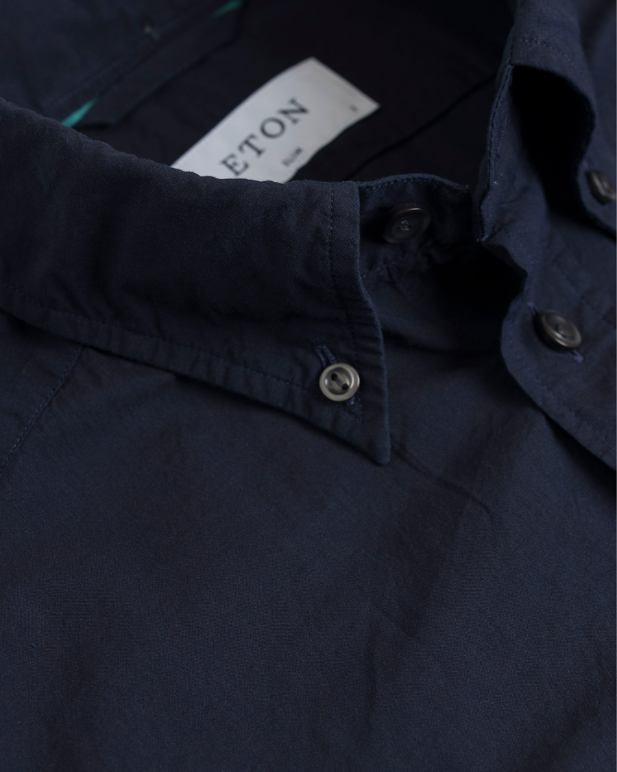 Herre | Skjorter | Eton | Slim Fit Indigo Short Sleeve Shirt Dark Blue