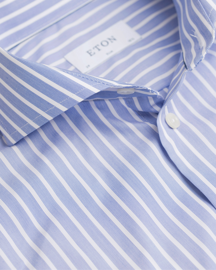 Herre | Skjorter | Eton | Slim Fit Poplin Striped Shirt Light Blue