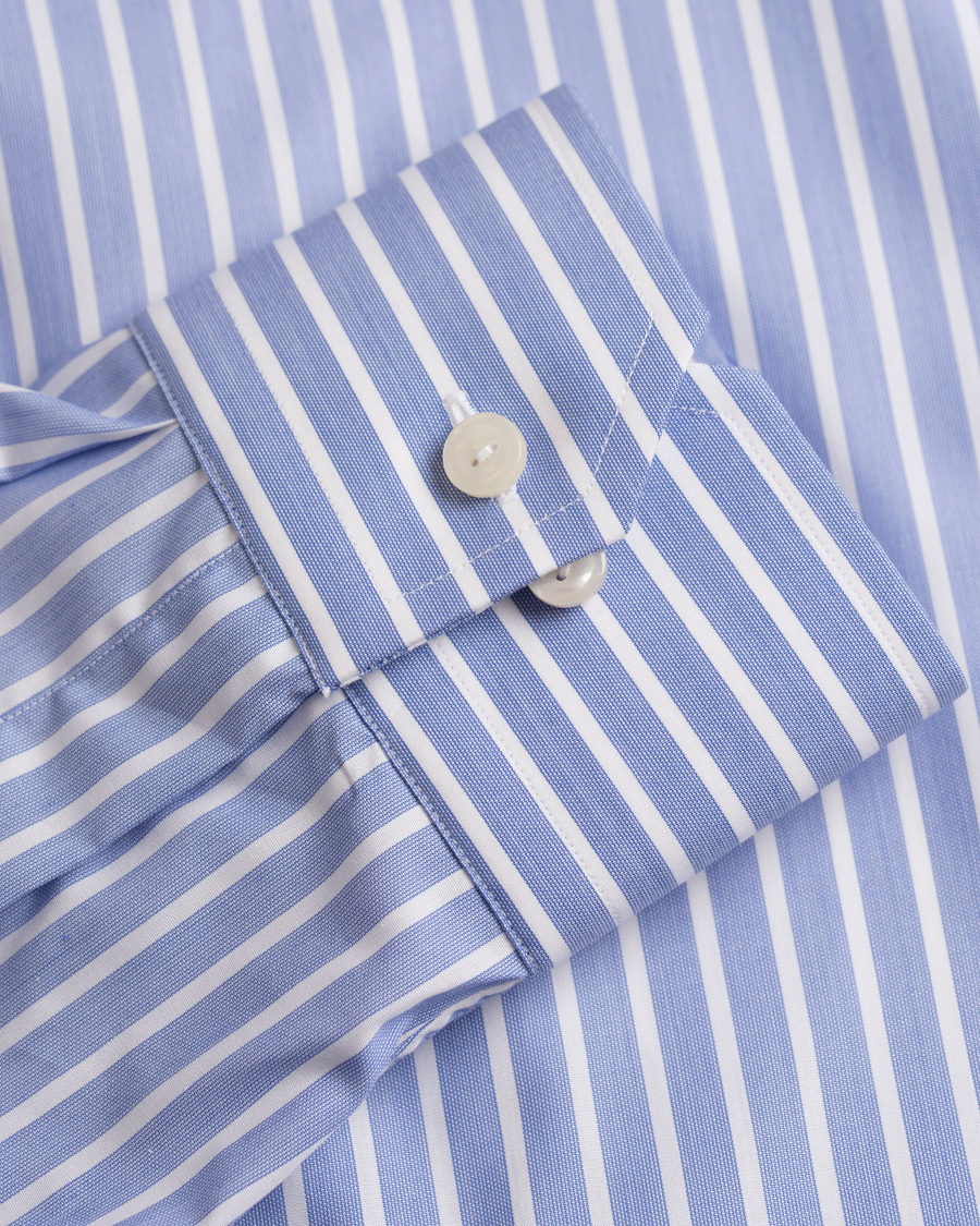 Herre | Skjorter | Eton | Slim Fit Poplin Striped Shirt Light Blue