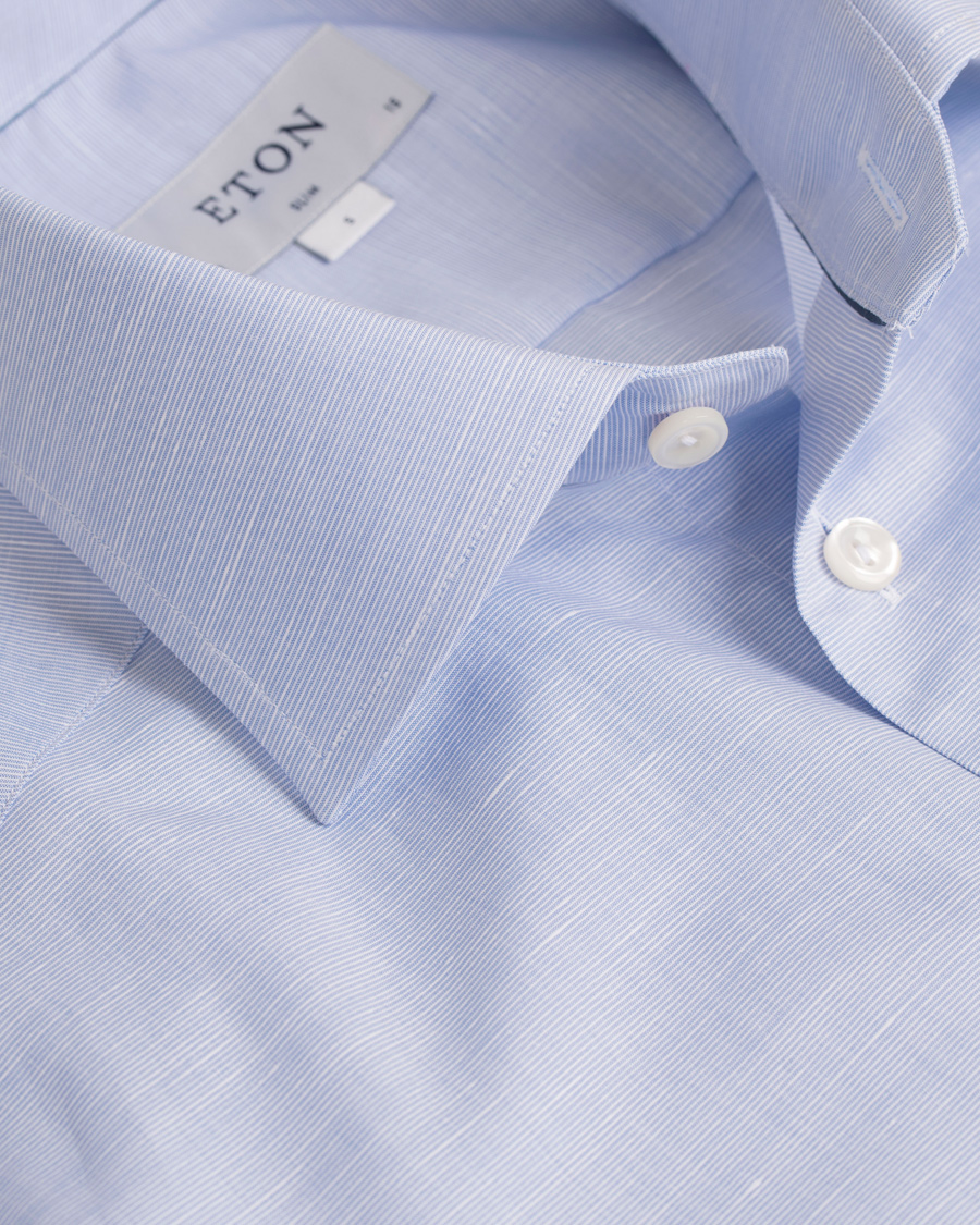 Herre | Skjorter | Eton | Slim Fit Poplin/Linen Shirt Light Blue