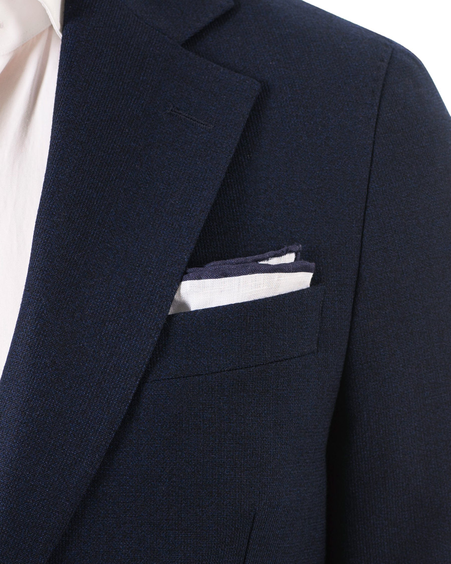 Herre | Eton Linen Hand Rolled Edge Pocket Square Dark Blue | Eton | Linen Hand Rolled Edge Pocket Square Dark Blue