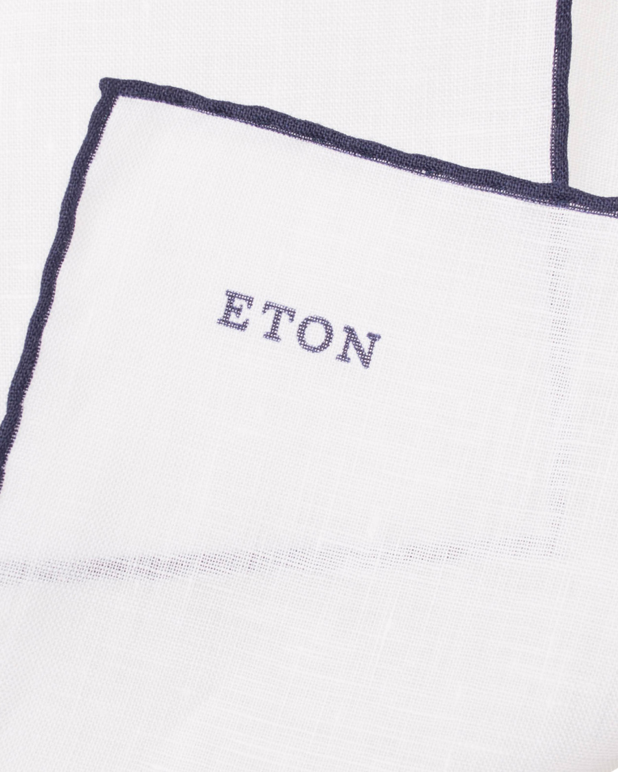 Herre | Eton Linen Hand Rolled Edge Pocket Square Dark Blue | Eton | Linen Hand Rolled Edge Pocket Square Dark Blue