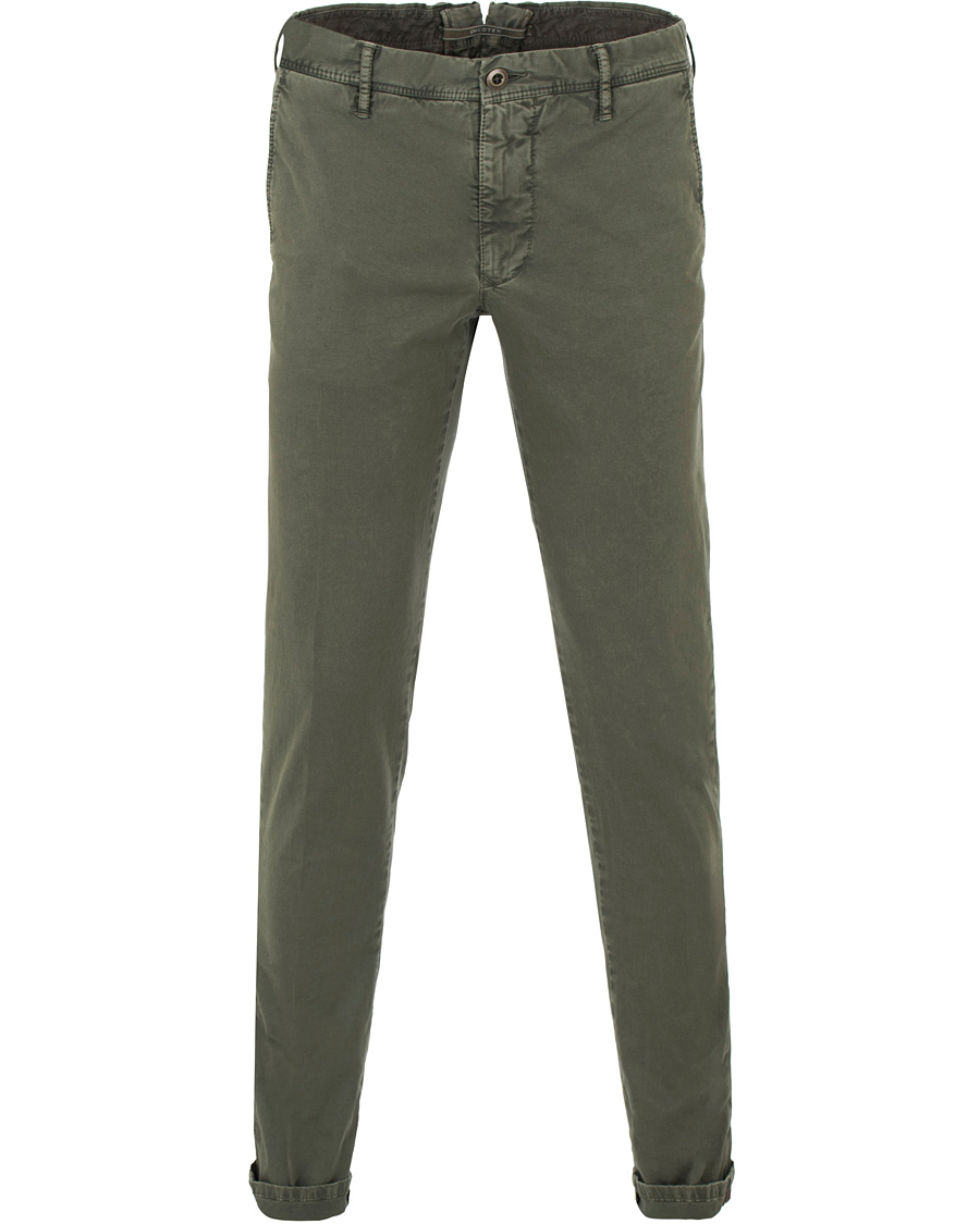 Herre | Bukser | Incotex | Slim Fit Stretch Slacks Army Green