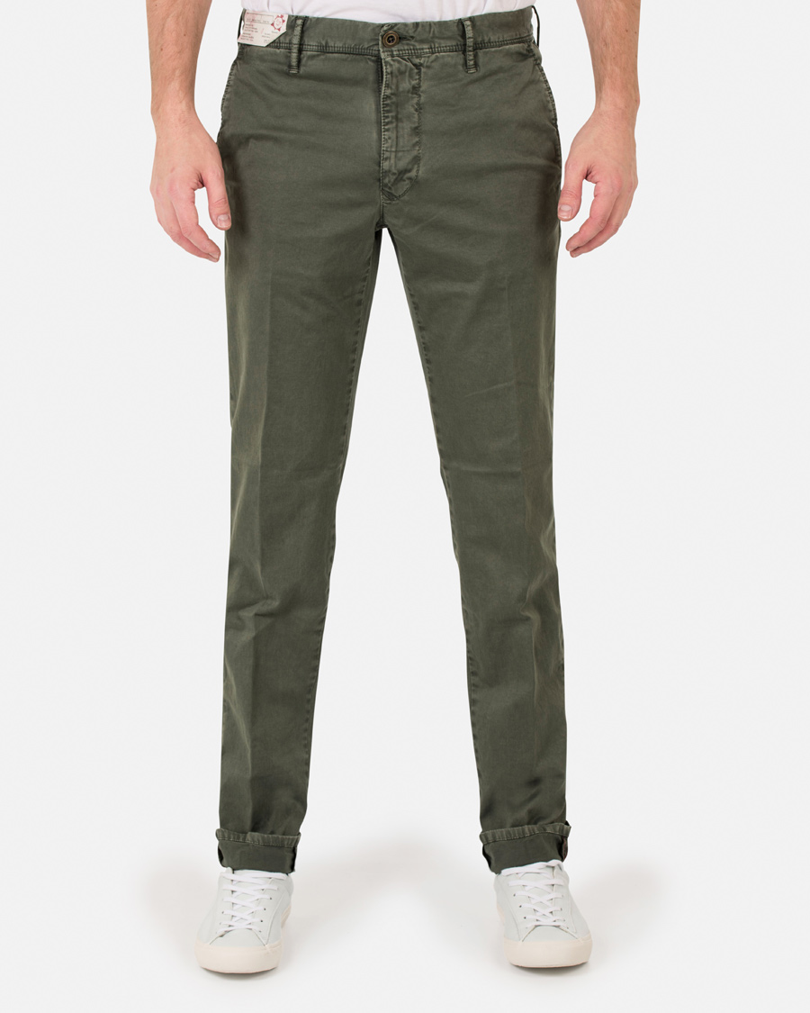 Herre | Bukser | Incotex | Slim Fit Stretch Slacks Army Green
