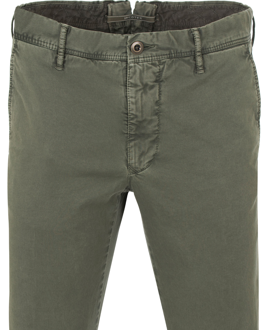 Herre | Bukser | Incotex | Slim Fit Stretch Slacks Army Green